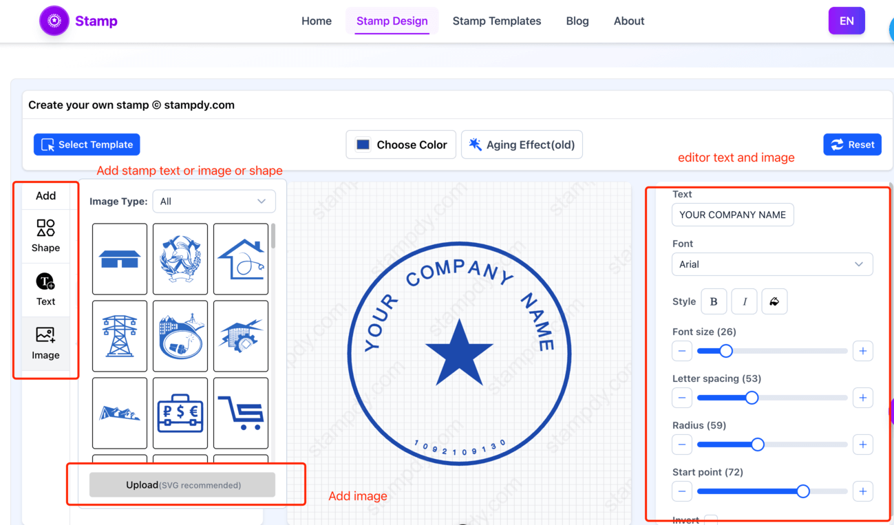 add your content to stamp maker