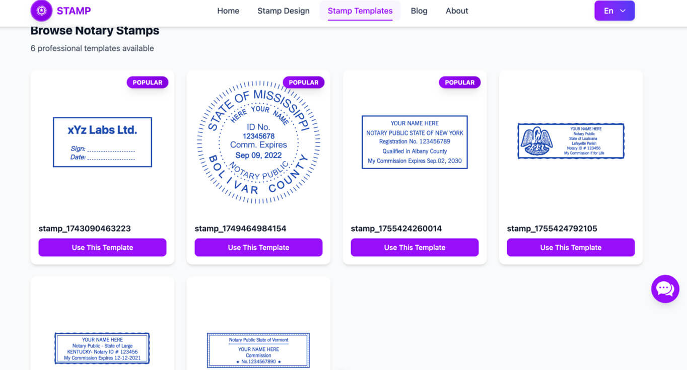 notary stamps templates uI